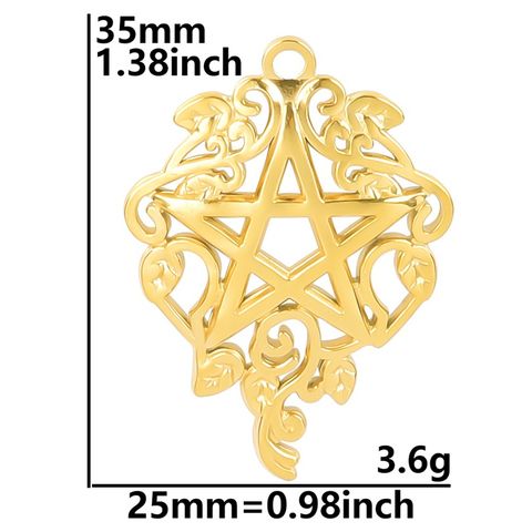 1 Piece 304 Stainless Steel 18K Gold Plated Pentagram Pendant