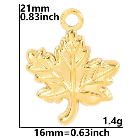 1 Piece 304 Stainless Steel 18K Gold Plated Leaf Pendant