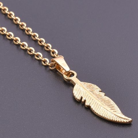 1 Piece 304 Stainless Steel Feather Pendant