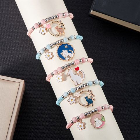 Simple Style Classic Style Color Block Alloy Polyester Wholesale Drawstring Bracelets