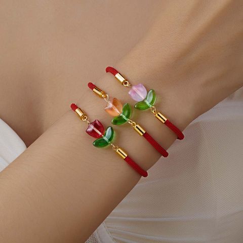 Wholesale Jewelry Simple Style Classic Style Leaf Resin Rope Braid Drawstring Bracelets