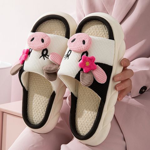 Unisex Casual Cows Round Toe Slides Slippers