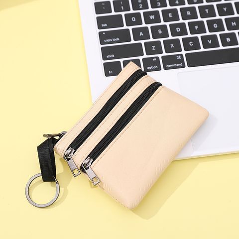 Unisex Solid Color Polyester Zipper Coin Purses