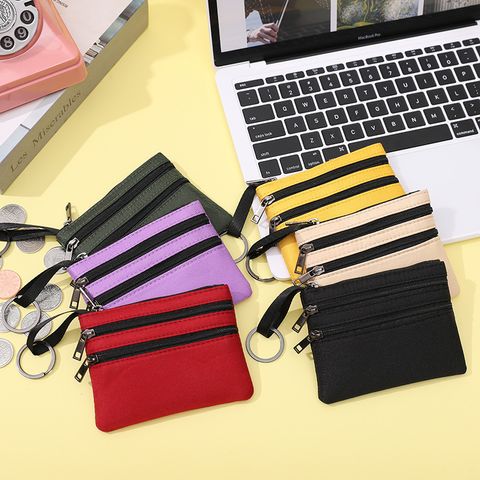 Unisex Polyester Solid Color Simple Style Square Zipper Coin Purse