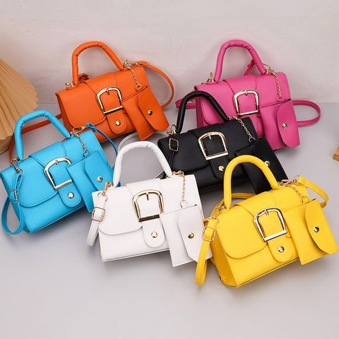 Women's Medium Pu Leather Solid Color Vintage Style Classic Style Flip Cover Bag Sets