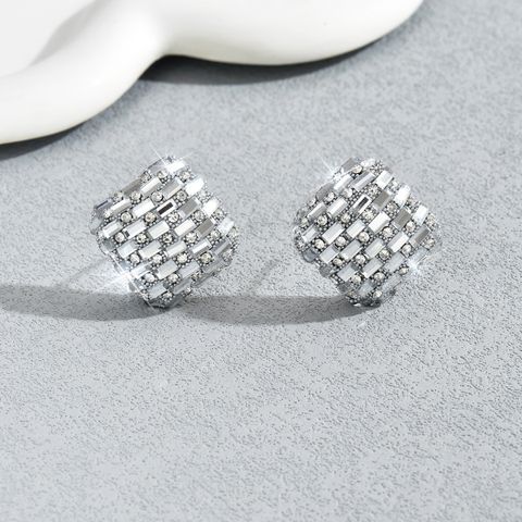 1 Pair Elegant Lady Classic Style C Shape Triangle Heart Shape Inlay Alloy Glass Drop Earrings Ear Studs