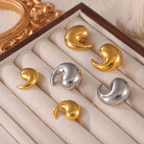 1 Pair Casual Simple Style Solid Color Plating 304 Stainless Steel 18K Gold Plated Ear Studs