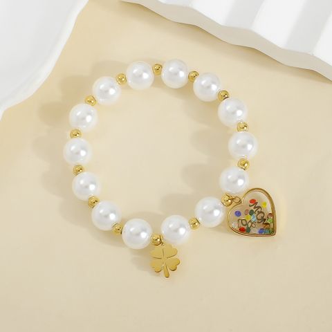 Casual Elegant Luxurious Heart Shape Flower Imitation Pearl Wholesale Bracelets