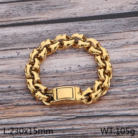 Hip-Hop Solid Color 304 Stainless Steel Plating 18K Gold Plated Men's Bracelets