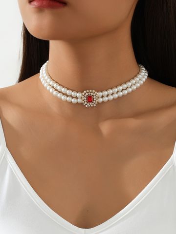 Elegant Geometric Artificial Gemstones Artificial Pearls Arylic Wholesale Choker