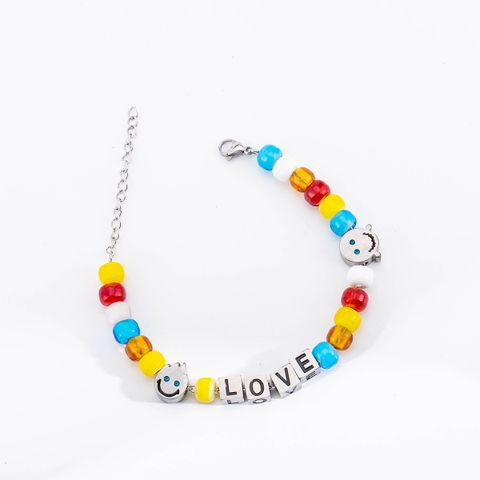 Casual Hip-Hop Letter 304 Stainless Steel Glass Wholesale Bracelets