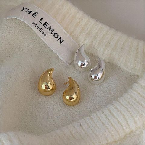 1 Pair Simple Style Water Droplets Sterling Silver Ear Studs