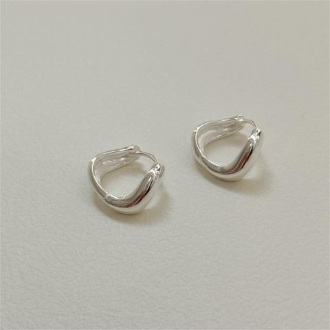 1 Pair Simple Style Geometric Solid Color Sterling Silver Hoop Earrings