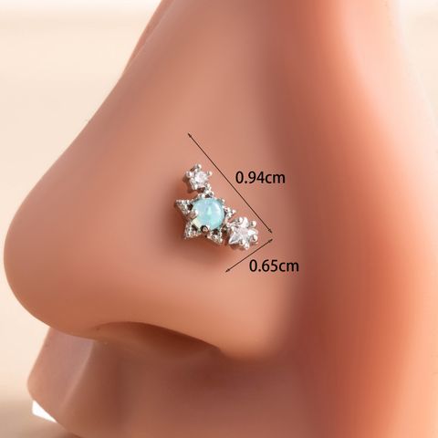 1 Piece Nose Rings & Studs Casual Simple Style Moon Heart Shape Flower 316L Stainless Steel  Copper Inlay Zircon Nose Rings & Studs