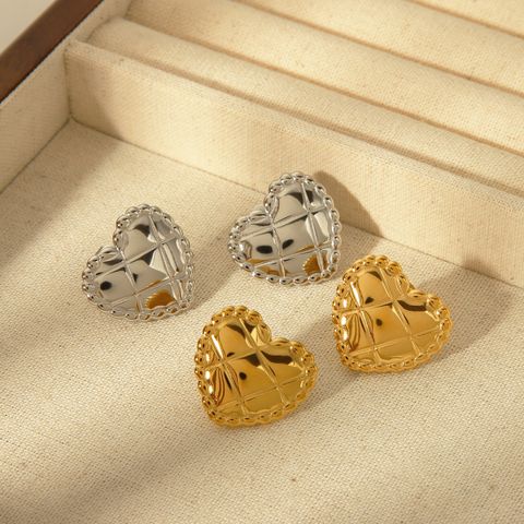 1 Pair Simple Style Classic Style Commute Heart Shape Plating 304 Stainless Steel 14K Gold Plated Ear Studs