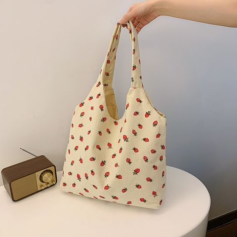 Women's Medium Canvas Strawberry Streetwear Open Tote Bag