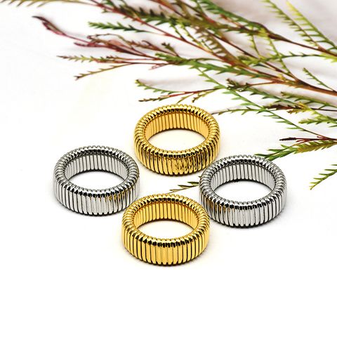 Wholesale Jewelry Simple Style Solid Color Titanium Steel 18K Gold Plated Plating Rings