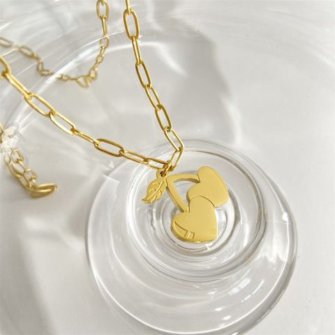 Wholesale Jewelry Cute Cherry 304 Stainless Steel 18K Gold Plated Plating Layered Necklaces