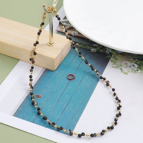 Simple Style Classic Style Round Agate Titanium Steel Wholesale Necklace