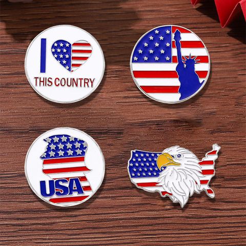 Formal Simple Style National Flag Letter Eagle Alloy Stamping Stoving Varnish Plating Unisex Brooches