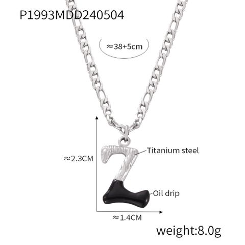 Titanium Steel Basic Enamel Plating Letter Pendant Necklace