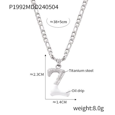 Wholesale Jewelry Basic Letter Titanium Steel Enamel Plating Pendant Necklace