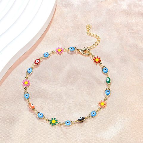 Copper Basic Simple Style Classic Style Plating Printing Devil's Eye Bracelets Anklet Necklace