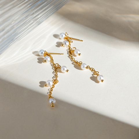 1 Pair Simple Style Classic Style Solid Color Plating 304 Stainless Steel 18K Gold Plated Drop Earrings