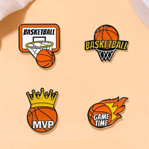 Fitness Cartoon Style Sports Letter Basketball Alloy Unisex Corsage Brooches Collar Pin