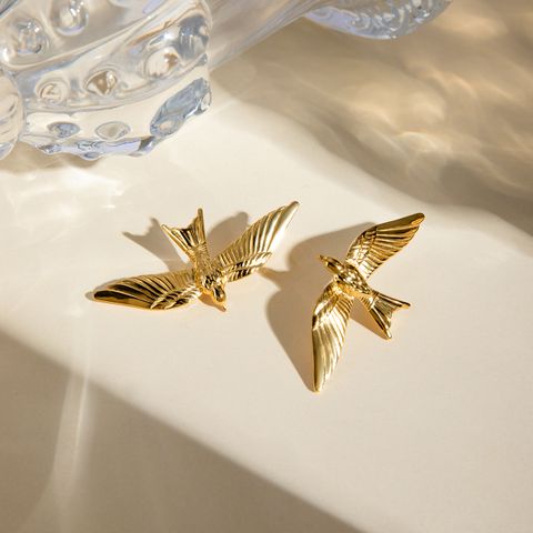 1 Pair Simple Style Classic Style Flying Bird Plating 304 Stainless Steel 18K Gold Plated Ear Studs