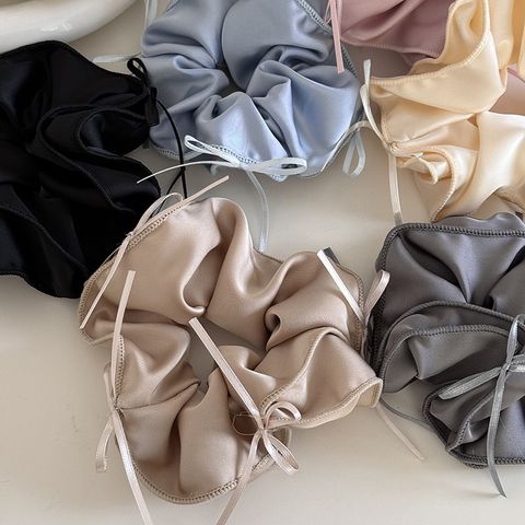Sweet Ballet Small Silk Ribbon Bow Ribbon Large Intestine Hair Ring Simple Solid Color Temperament Hair Rope Tie-up Hair Head Rope