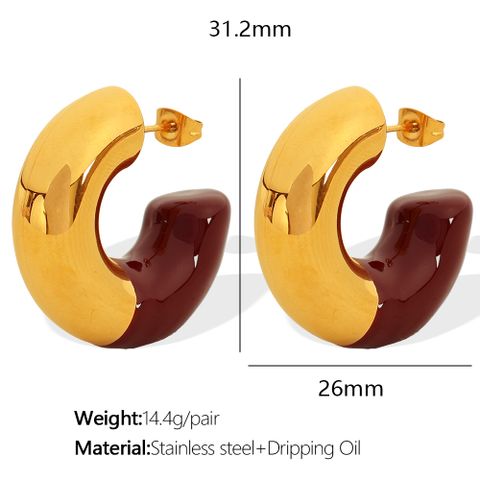 Amazon Hot Gold C- Shaped Earrings Niche European And American Advanced Design Sense Earrings Unique Graceful Earrings Wholesale