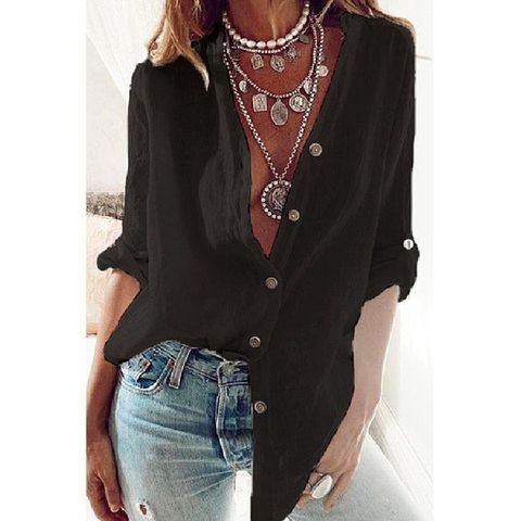 Women's Blouse Long Sleeve Blouses Printing Streetwear Solid Color