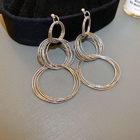 1 Pair Basic Modern Style Classic Style Circle Layered Alloy Drop Earrings