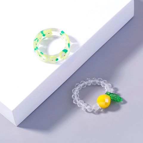 Cute Sweet Simple Style Fruit Strawberry Artificial Crystal Wholesale Rings