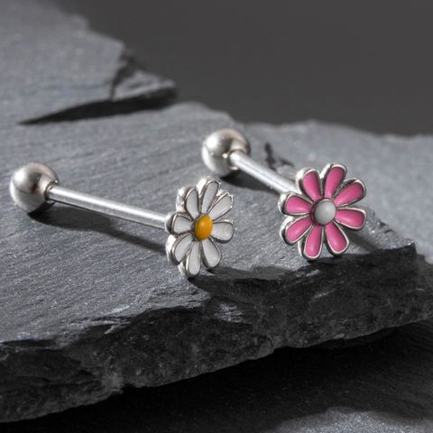1 Piece Tongue Rings Simple Style Classic Style Flower 316 Stainless Steel  Flowers Tongue Rings