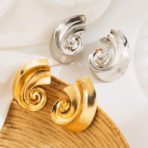 1 Pair Retro Exaggerated Spiral Plating Alloy Earrings