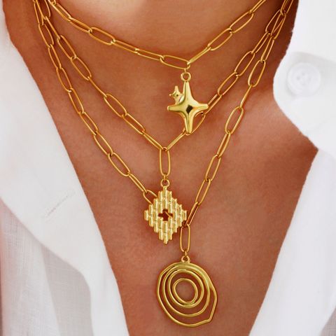 Wholesale Jewelry Simple Style Geometric Titanium Steel 14K Gold Plated Pendant Necklace