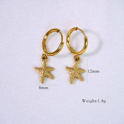 1 Pair Simple Style Commute Starfish Shell 304 Stainless Steel 14K Gold Plated Drop Earrings