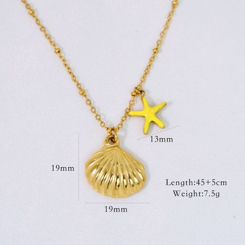 Wholesale Jewelry Marine Style Shell Titanium Steel 14K Gold Plated Pendant Necklace