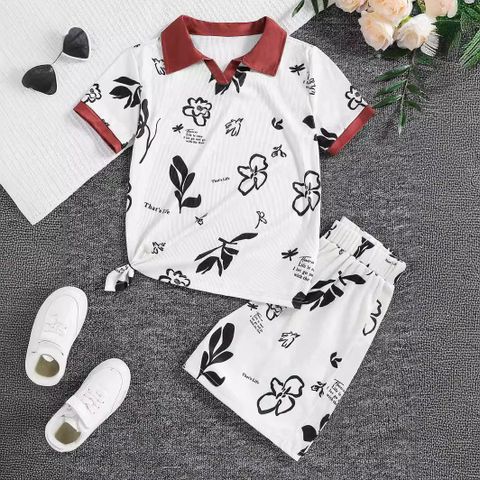 Cute Simple Style Flower Polyester Girls Clothing Sets
