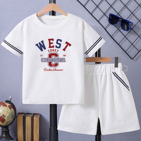 Casual Simple Style Letter Polyester Boys Clothing Sets