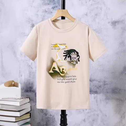 Ropa De Calle Dibujos Animados Letra Poliéster Camisetas Y Camisetas