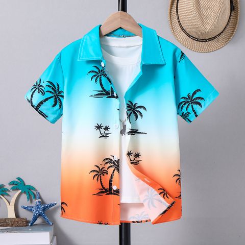 Hawaiian Tropical Cartoon Coconut Tree Polyester T-shirts & Shirts