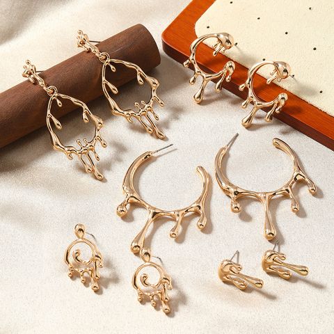 1 Pair Classical Romantic Solid Color Asymmetrical Plating Alloy Gold Plated Earrings