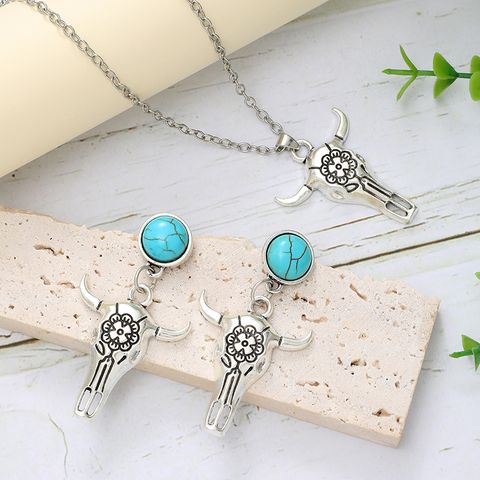 Hip-Hop Simple Style Color Block Turquoise Alloy Wholesale Jewelry Set
