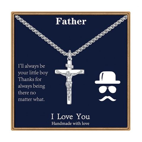 Simple Style Classic Style Cross 304 Stainless Steel Copper Father'S Day Men's Pendant Necklace