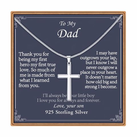Simple Style Classic Style Cross 304 Stainless Steel Sterling Silver Father'S Day Men's Pendant Necklace