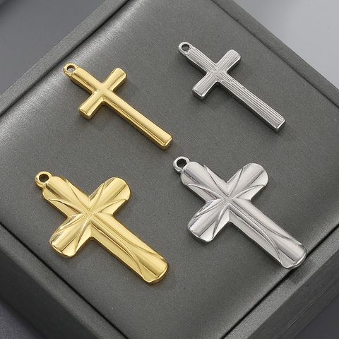1 Piece 41*25mm 304 Stainless Steel 18K Gold Plated Cross Pendant