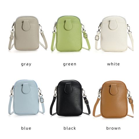 Women's Small Pu Leather Solid Color Basic Vintage Style Square Zipper Phone Wallets